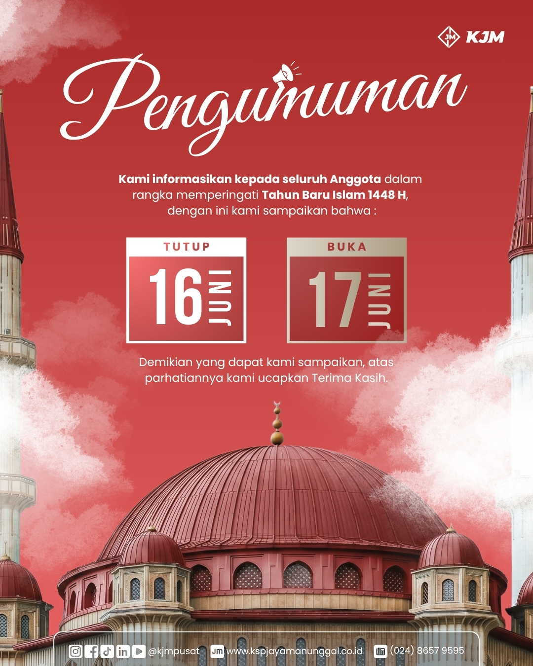 Pengumuman Libur Operasional KJM Menyambut Tahun Baru Islam 1448 H